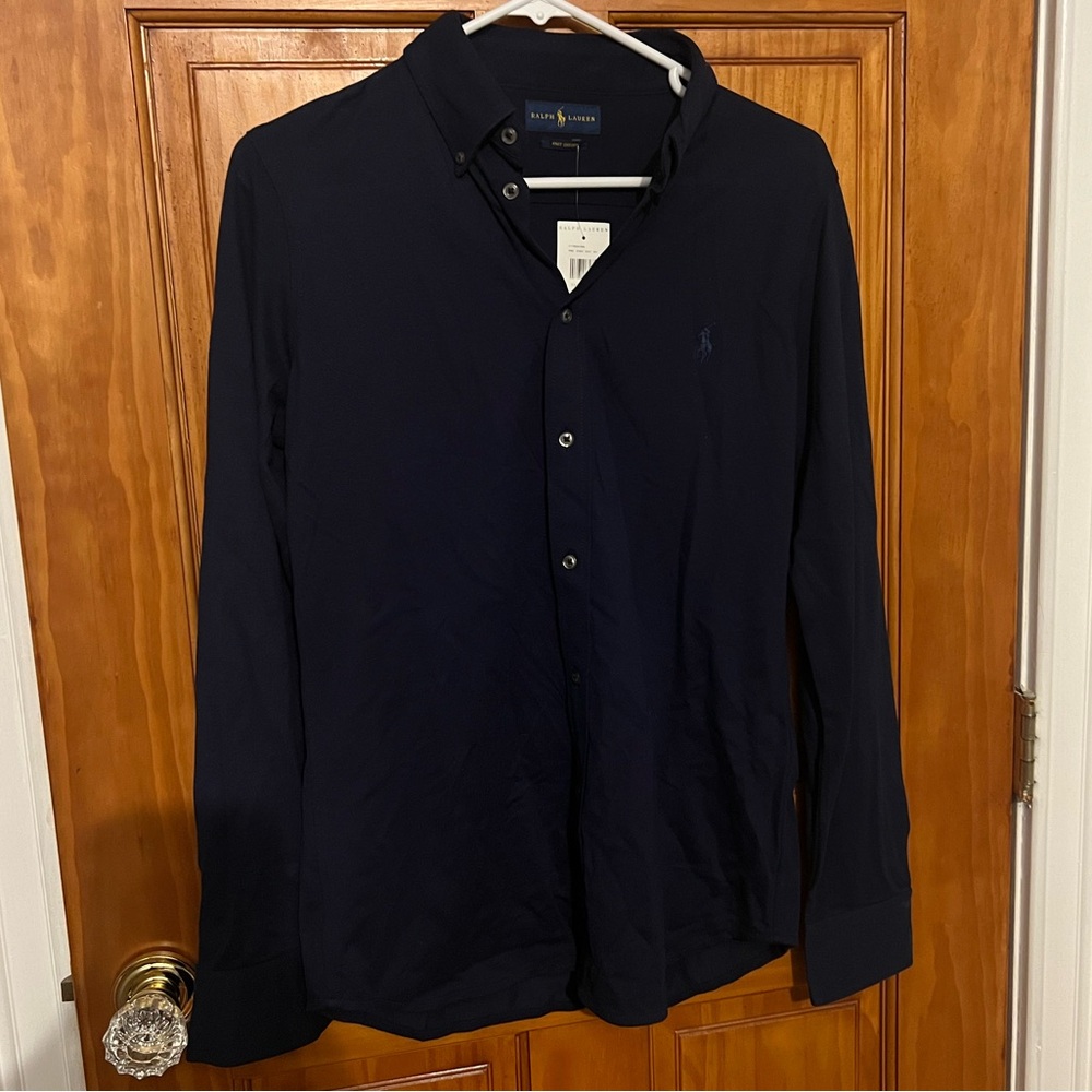 NWT! Ralph Lauren Men’s button down- navy  - size large